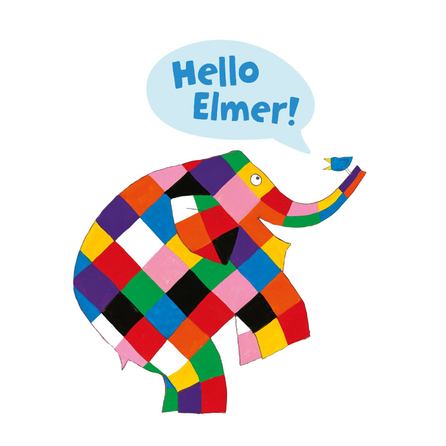 Speech bubble Elmer wall sticker (Large size) on a white background