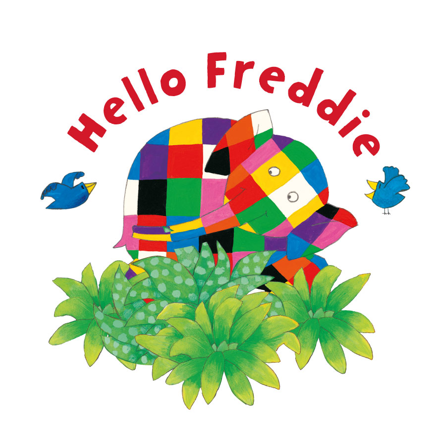 Personalised hello Elmer wall sticker (Regular size) on a white background