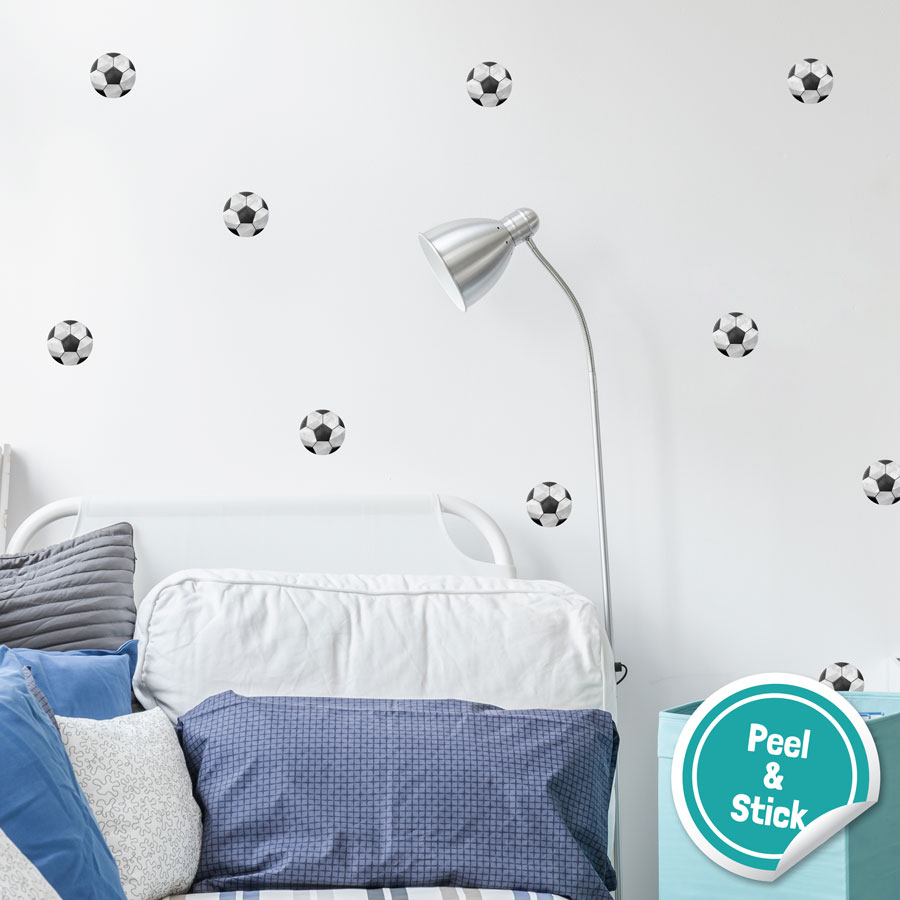 Football wall stickers perfect for decorating a child's bedroom with a simple football theme