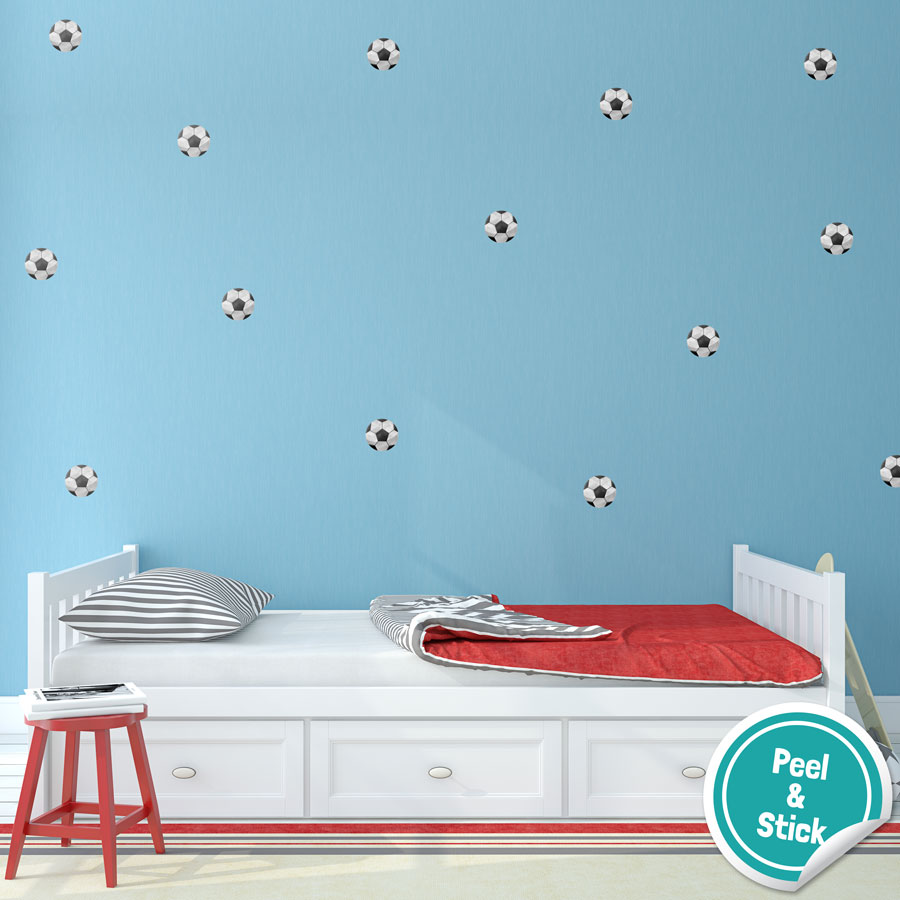 Football wall stickers perfect for decorating a child's bedroom with a simple football theme