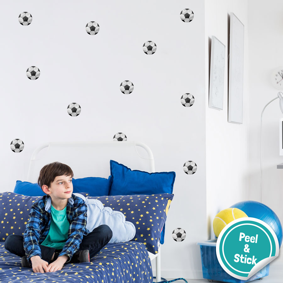 Football wall stickers perfect for decorating a child's bedroom with a simple football theme