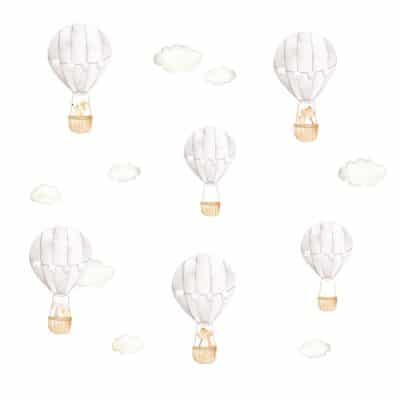 Hot air balloon wall stickers on a white background