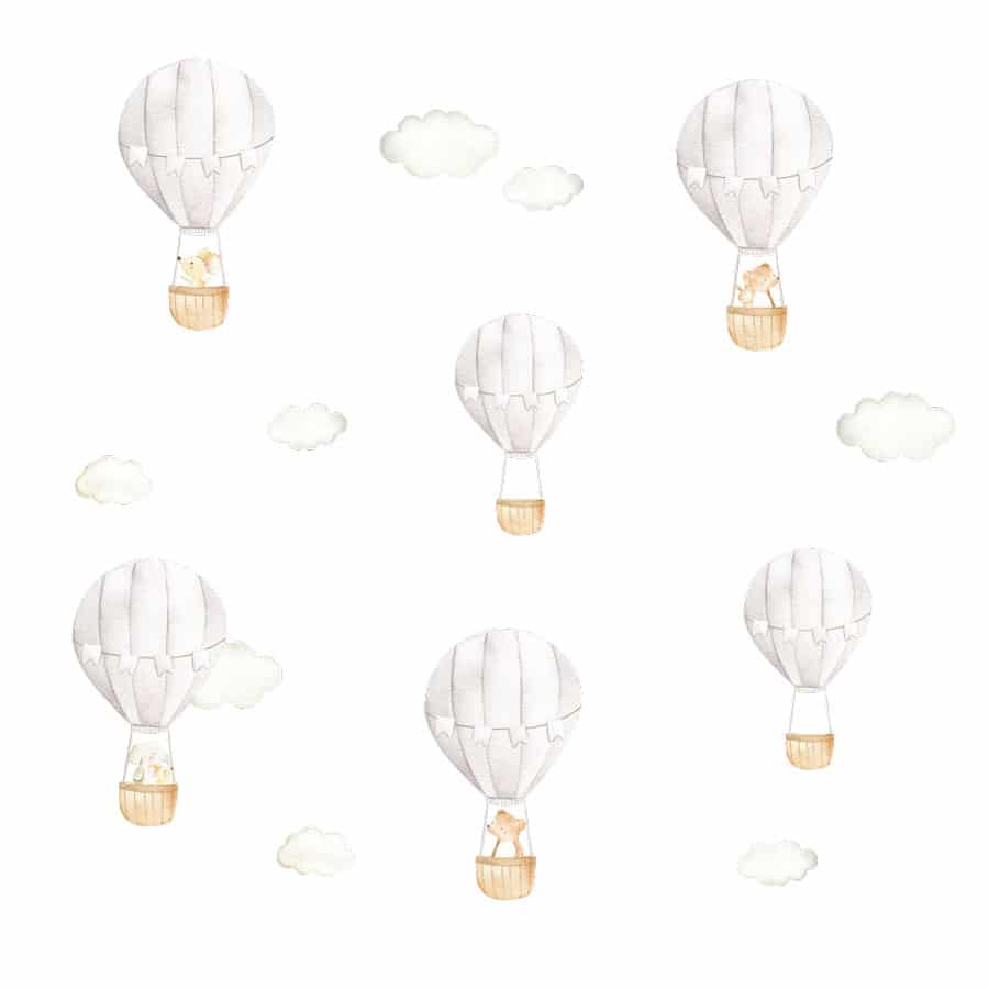 Hot air balloon wall stickers on a white background