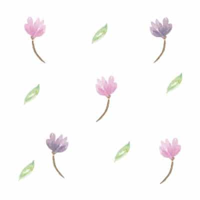 Watercolour flower wall stickers on a white background