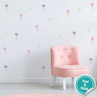 Watercolour flower wall stickers are a perfect way to decorate your child's bedroom, playroom or nursery with a simple, floral theme.