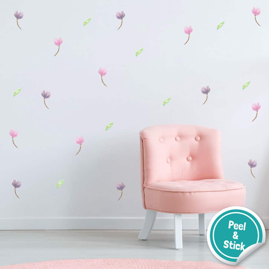 Watercolour flower wall stickers are a perfect way to decorate your child's bedroom, playroom or nursery with a simple, floral theme.