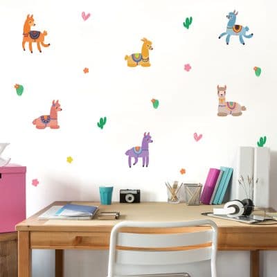 Llama wall stickers are a perfect way to decorate your child's bedroom, playroom or nursery with a fun, animal theme.