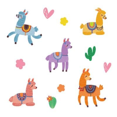 Llama wall stickers on a white background