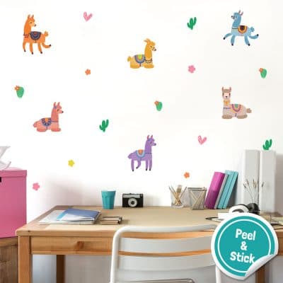 Llama wall stickers are a perfect way to decorate your child's bedroom, playroom or nursery with a fun, animal theme.