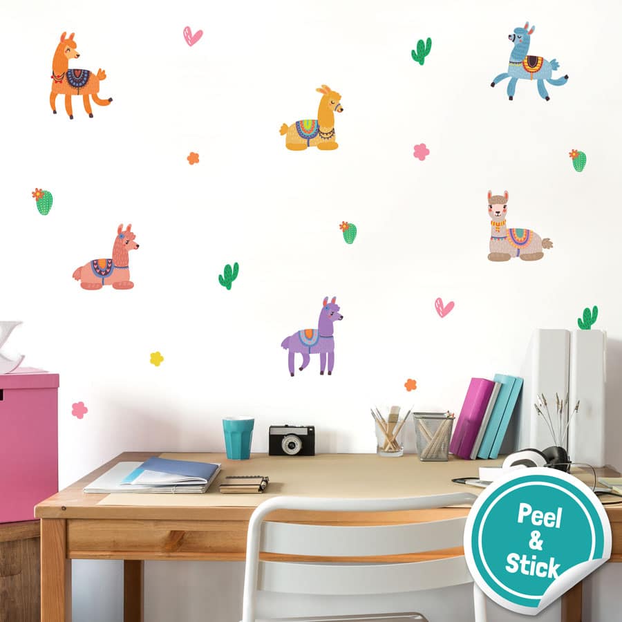 Llama wall stickers are a perfect way to decorate your child's bedroom, playroom or nursery with a fun, animal theme.