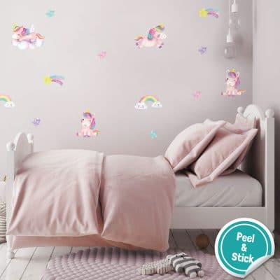 These unicorn and stars wall stickers are a great way to accessorise a unicorn themed bedroom.