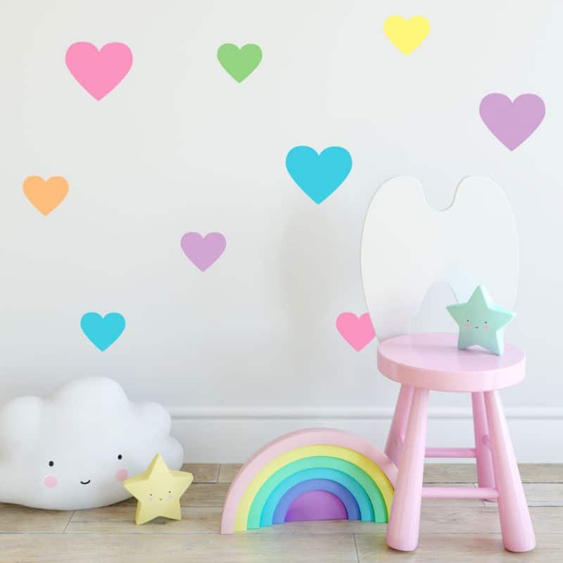 Rainbow heart wall stickers shape wall stickers stickerscape uk