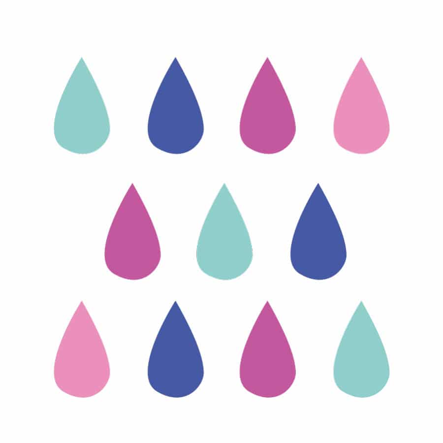 Colourful raindrop wall stickers (Option 2) perfect for decorating a child's bedroom simply peel and stick