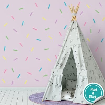 Sprinkle wall stickers (Bright) are perfect for decorating your child's room with a simple colourful theme