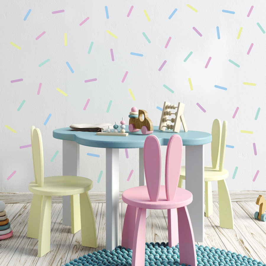 Sprinkle wall stickers (Pastel) are perfect for decorating your child's room with a simple colourful theme