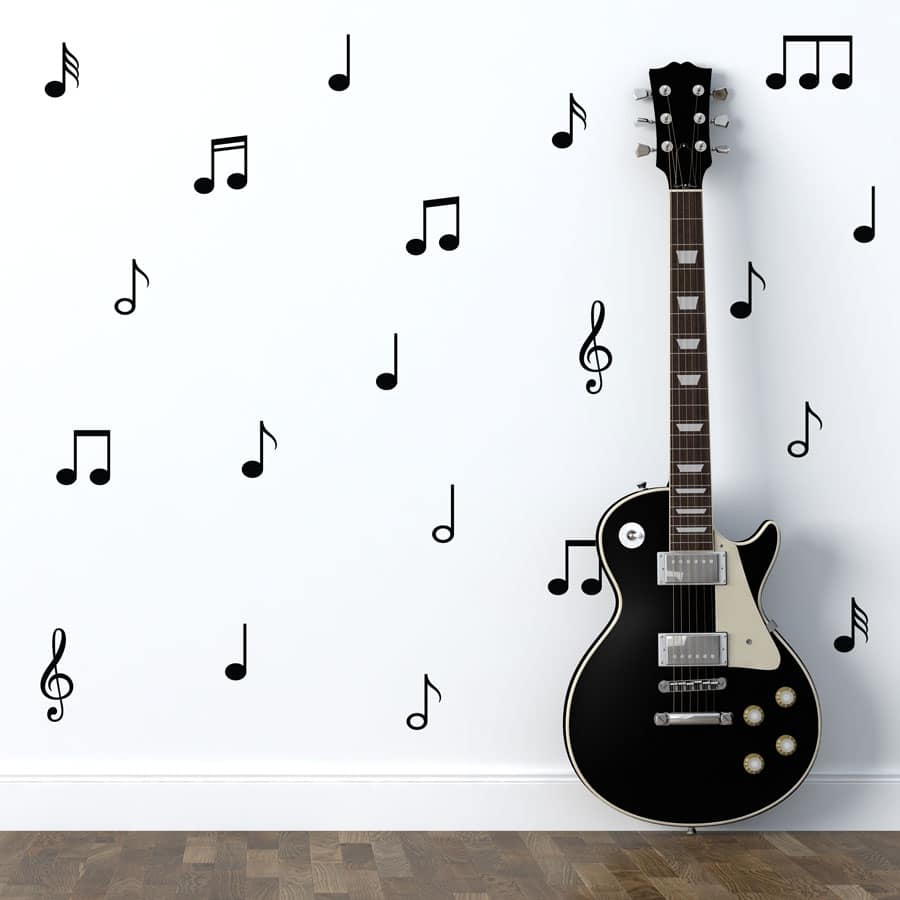 Music note wall stickers perfect for decorating your child's room with a contemporary music theme