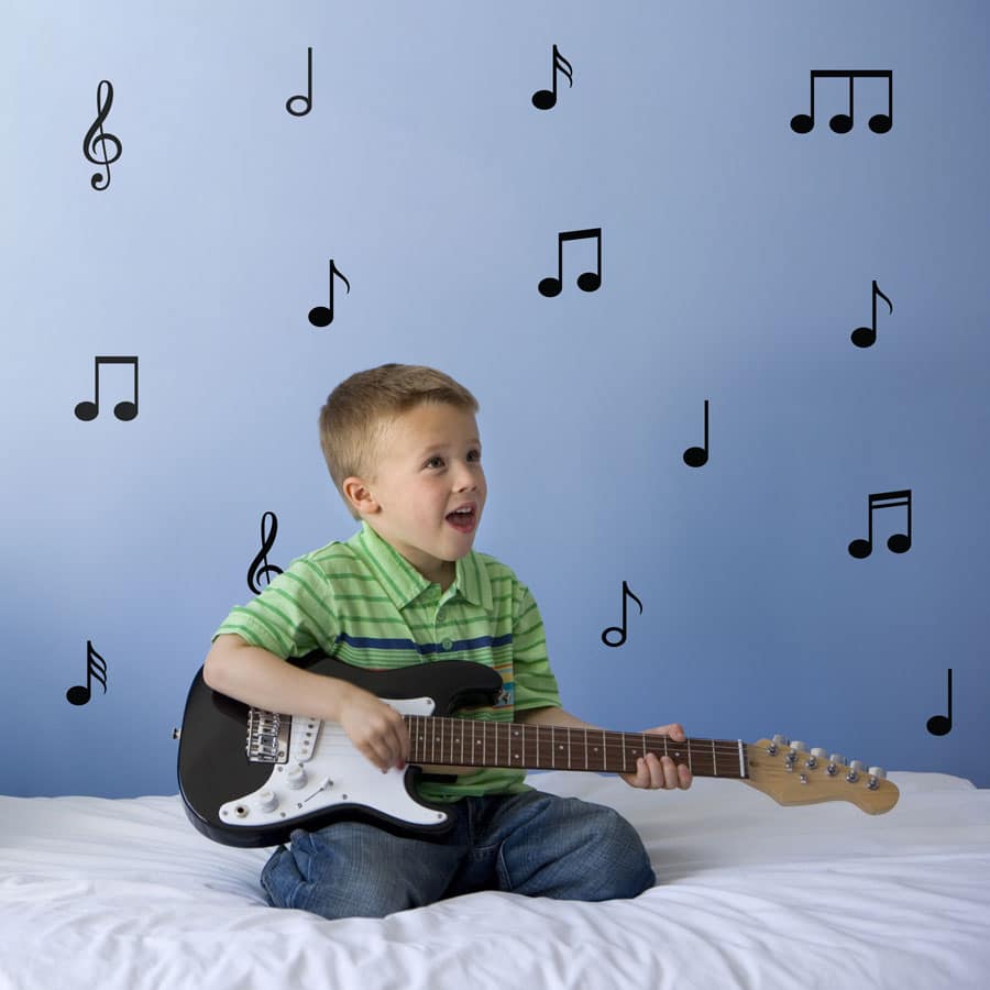 Music note wall stickers perfect for decorating your child's room with a contemporary music theme