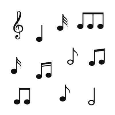Music note wall stickers on a white background