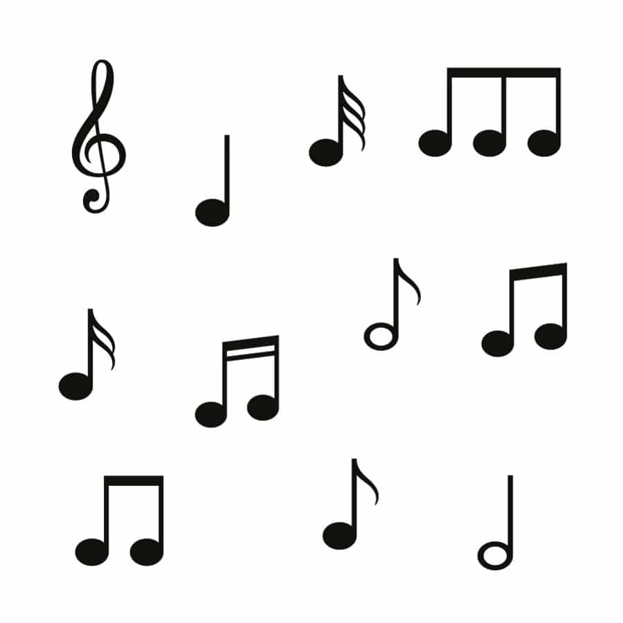 Music note wall stickers on a white background