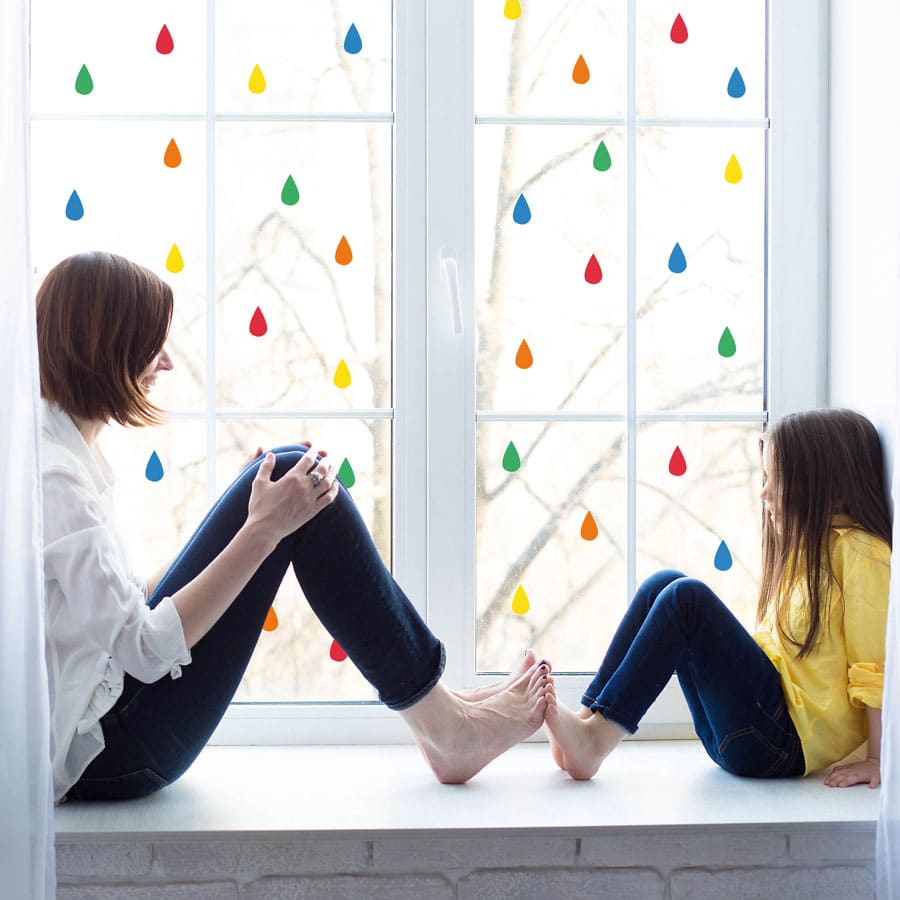 Colourful raindrop window stickers quick and easy to apply to decorate your childs room. (Option 4)