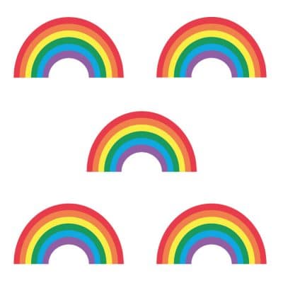 Rainbow stickaround window stickers on a white background (Bright)