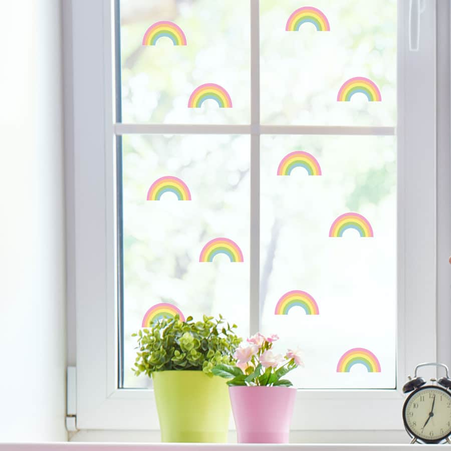 Rainbow stickaround window stickers quick and easy to apply to decorate your childs room. (Pastel)