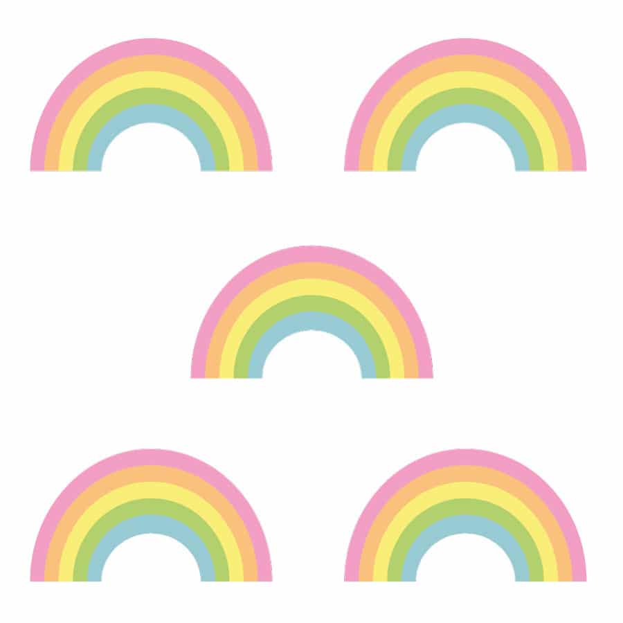 Rainbow stickaround window stickers on a white background (Pastel)