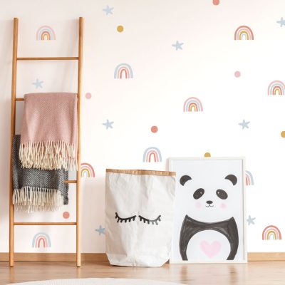 Rainbows and Stars Wall Stickers on a child's bedroom room