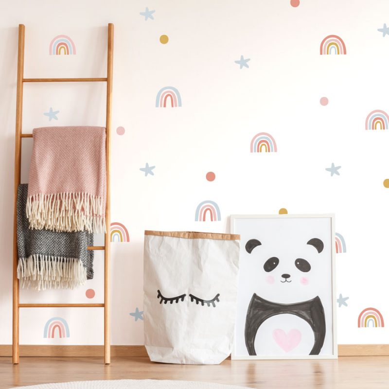 Rainbows and Stars Wall Stickers on a child's bedroom room