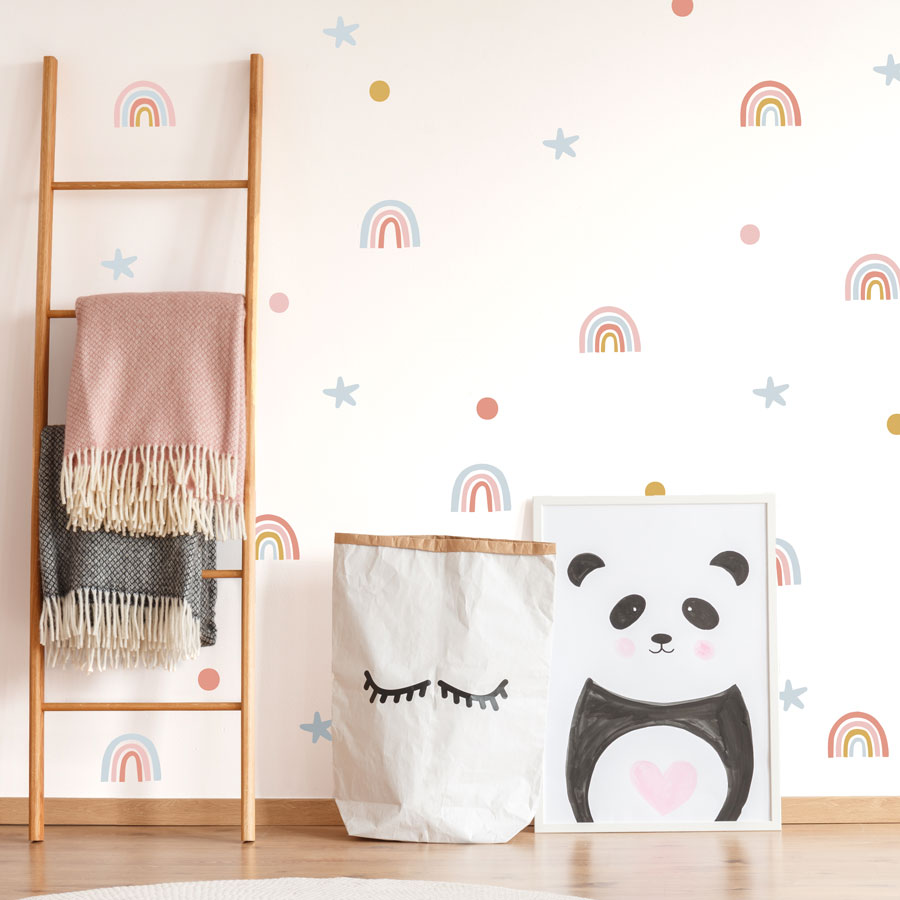 Rainbows and Stars Wall Stickers on a child's bedroom room