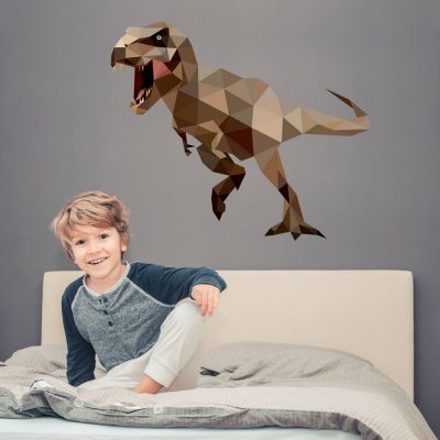 Geometric T-Rex wall sticker perfect for adding a contemporary dinosaur theme to your childs bedroom