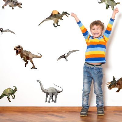 Geometric dinosaur wall sticker pack (Large size) perfect for adding a simple contemporary dinosaur theme to your child's room