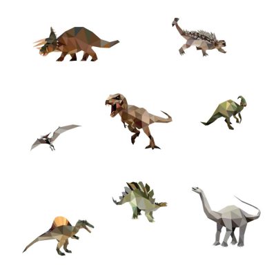 Geometric dinosaur wall sticker pack (Large size) on a white background