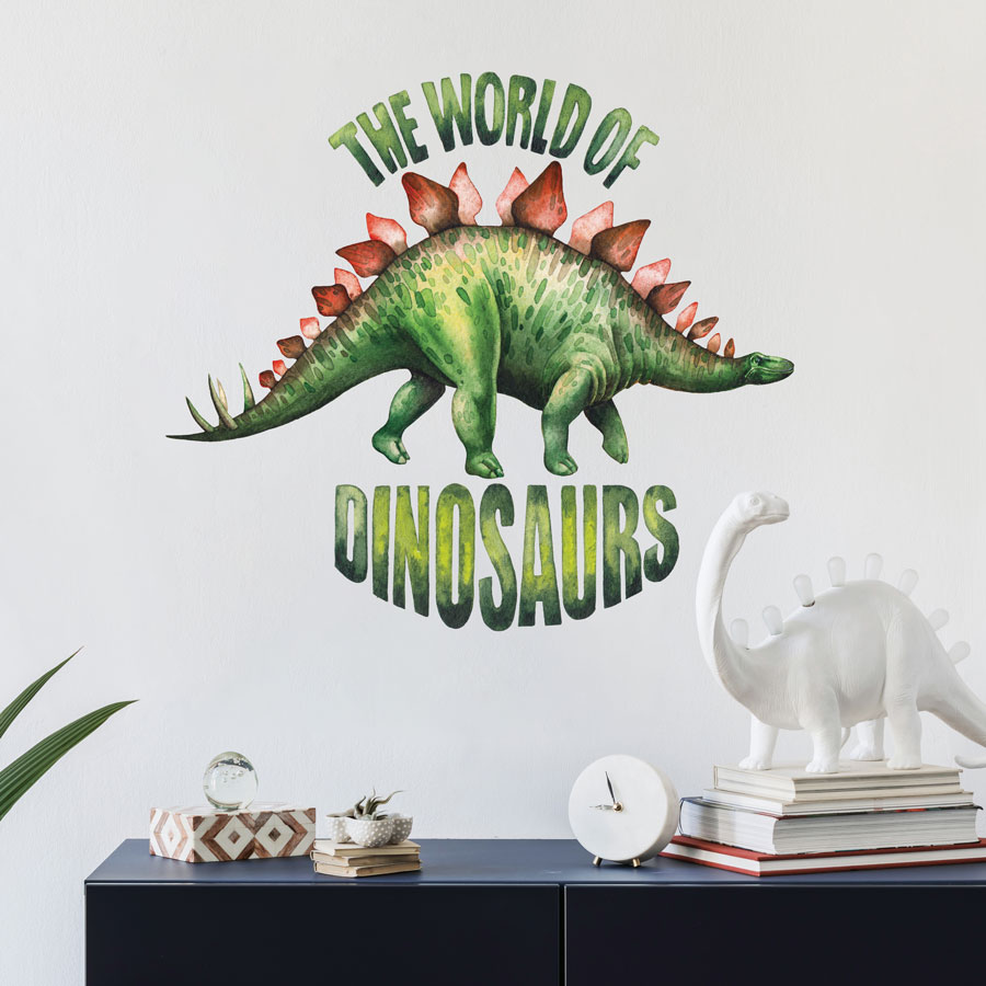 World of Dinosaurs - Stegosaurus wall sticker perfect for creating a dinosaur themed bedroom for children or teens