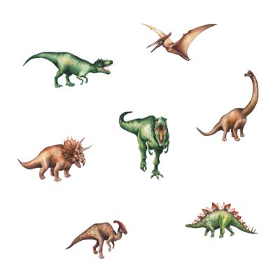 Jurassic dinosaur wall stickers on a white background