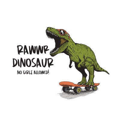 Rawwr dinosaur - no girls allowed wall sticker (Regular size) on a white background
