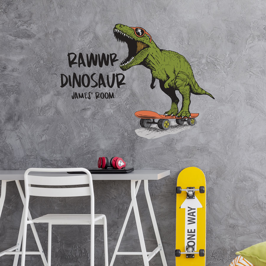 Rawwr dinosaur - personalised wall sticker (Large size) perfect for creating a unique, fun, dinosaur theme for your child's bedroom