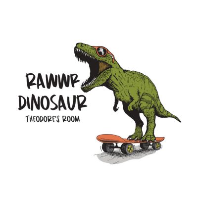 Rawwr dinosaur - personalised wall sticker (Large size) on a white background