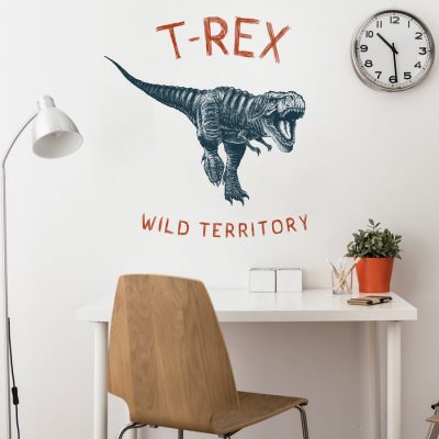 T-Rex wild territory wall sticker (Large size - monochrome) perfect for a creating a modern dinosaur themed bedroom