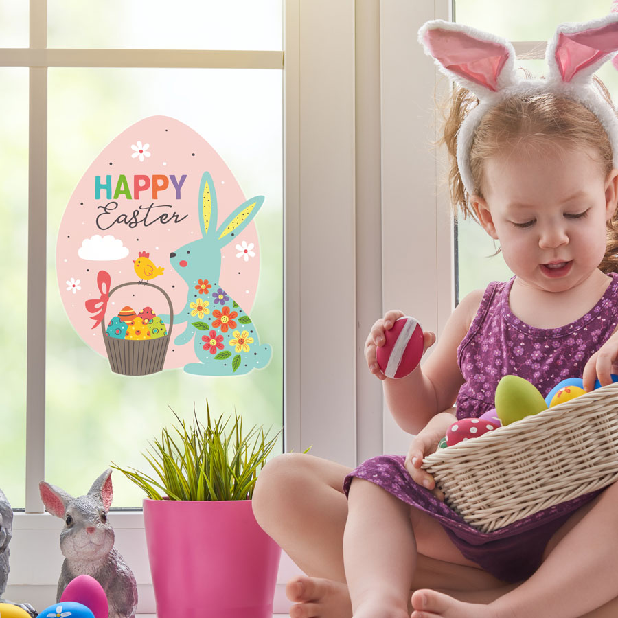 Happy Easter egg window sticker (Standard) is a great way to decorate your windows with an Easter theme this spring