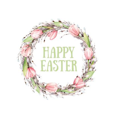 Happy Easter wreath window sticker (Option 2) on a white background