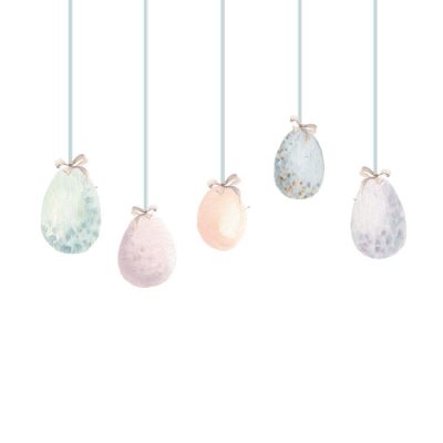 Pastel Easter egg windows stickers on a white background