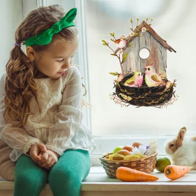 Birdhouse and nest window sticker is a great way to decorate your home this Easter time