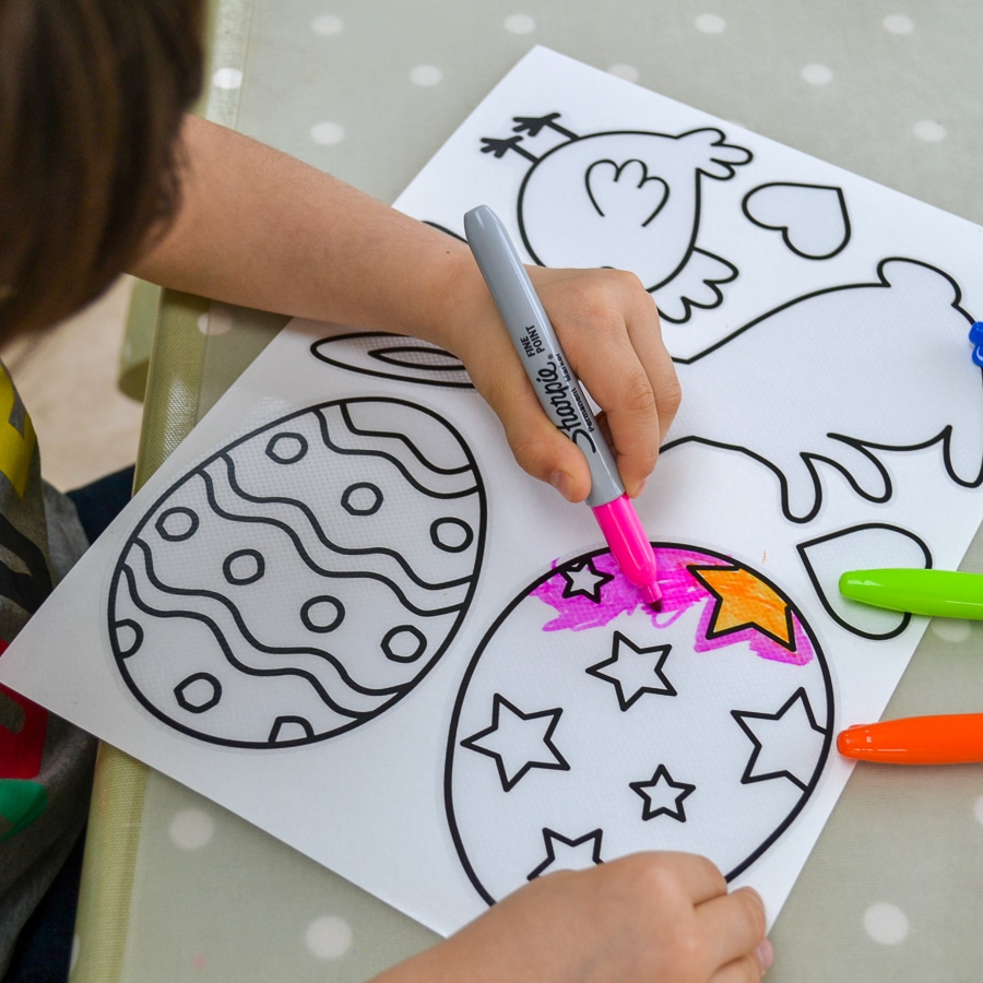 Easter colour in window sticker pack great craft activity to do with the children this Easter