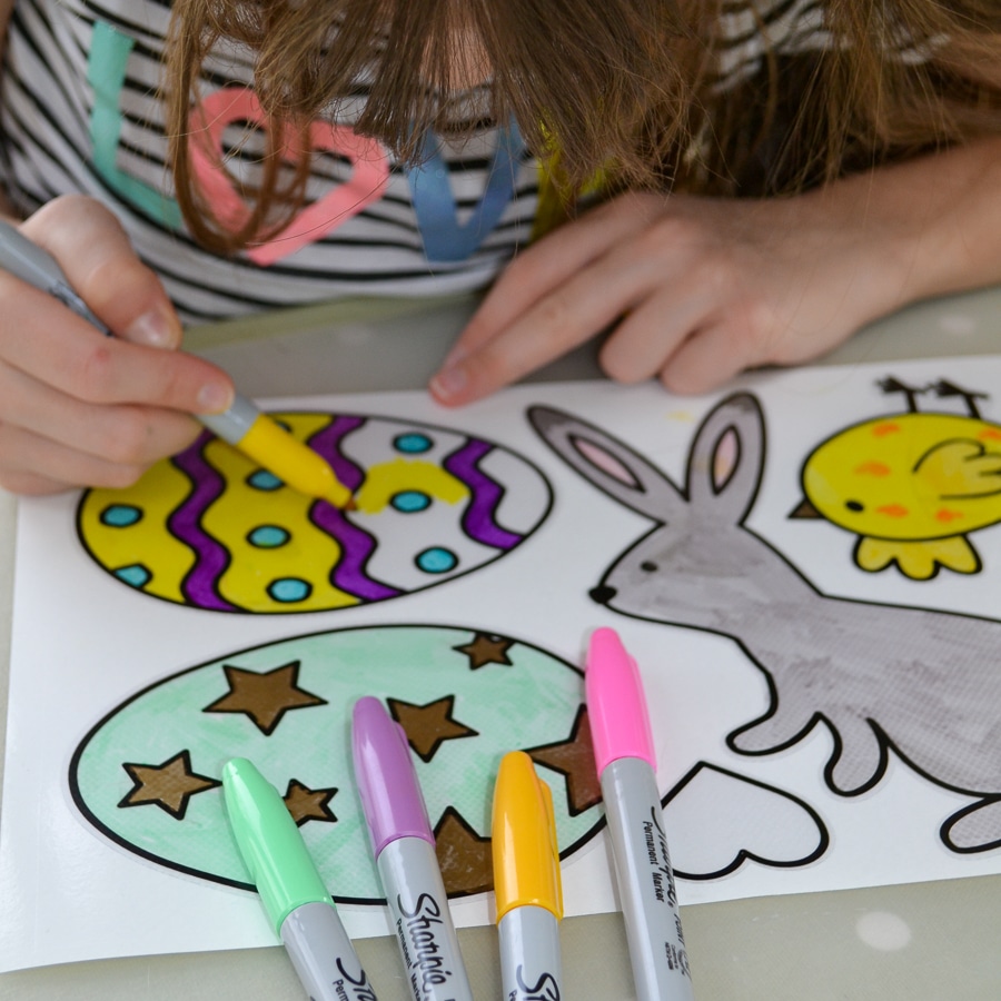 Easter colour in window sticker pack great craft activity to do with the children this Easter