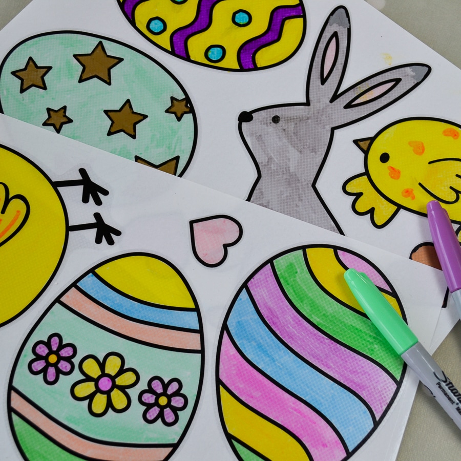 Easter colour in window sticker pack great craft activity to do with the children this Easter