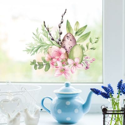 Floral Easter Eggs Window Stickers
