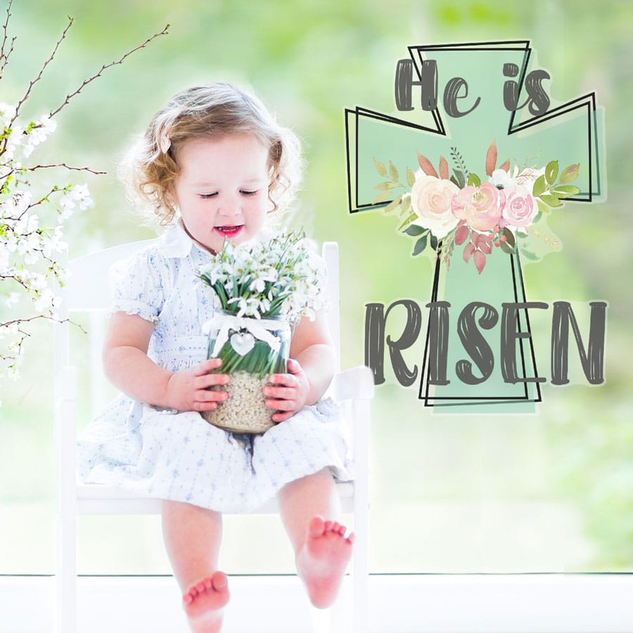 He Is Risen Cross Window Stickers