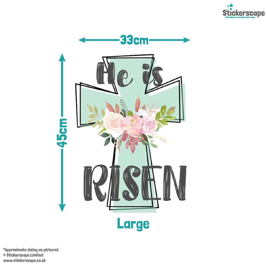 He Is Risen Cross Window Stickers