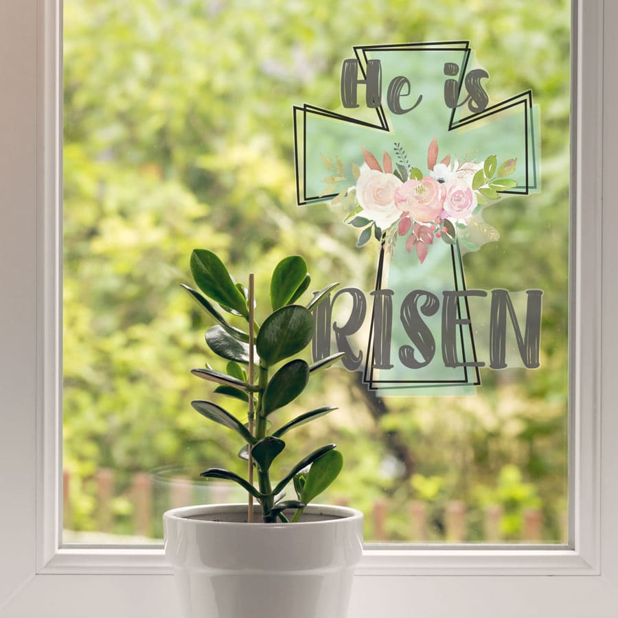 He Is Risen Cross Window Stickers